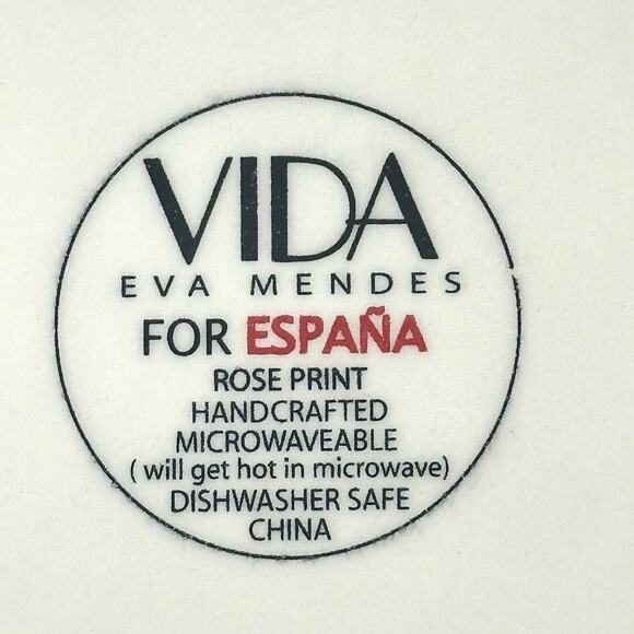 Eva Mendes VIDA Rose Print for ESPANA 8.5 " Round Salad Plate-Excellent to Mint! - Picture 7 of 7